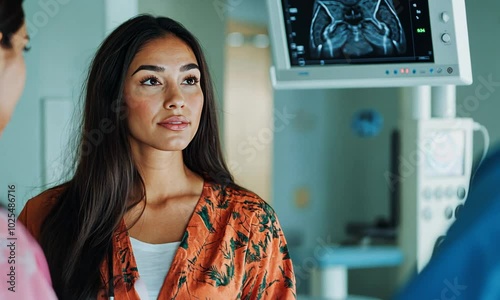 Woman discussing medical results with doctor