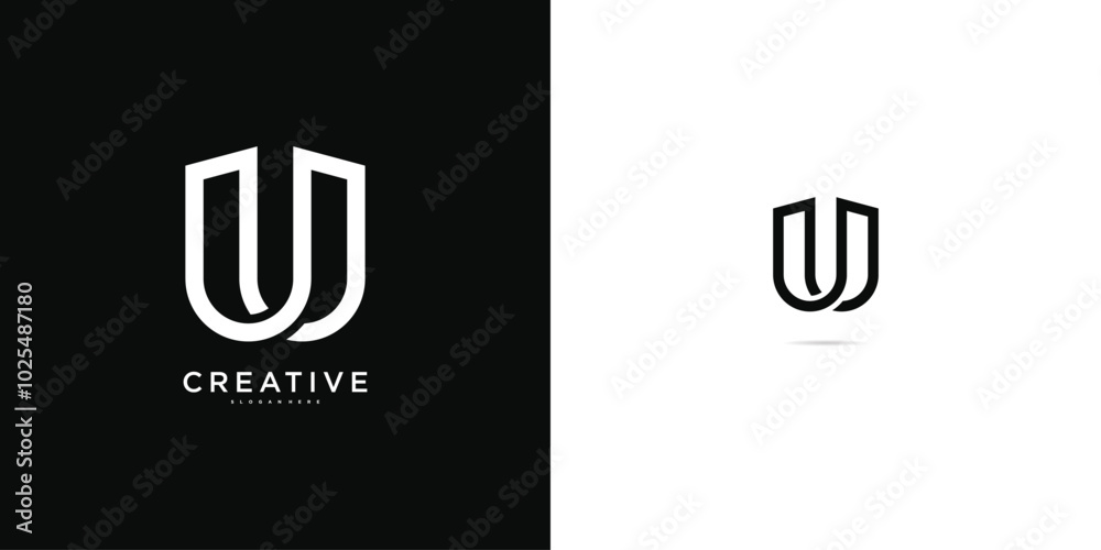 Initial letter U logo with abstract lines and shapes. Premium Vector Initial letter U logo with abstract lines and shapes. Premium Vector