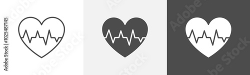 heart beat icon Simple thin line logo art