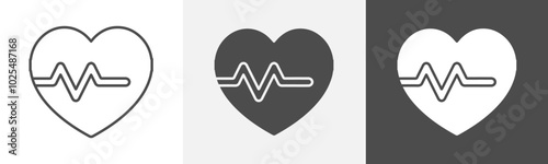 heart rate icon Simple thin line logo art