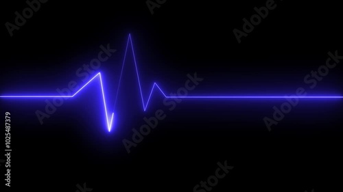 Colorful heartbeat rate and pulse on black screen, seamless and loop motion animate footage.