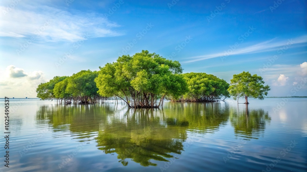 Minimalist scenery of dying mangrove forests Minimalist scenery of dying mangrove forests