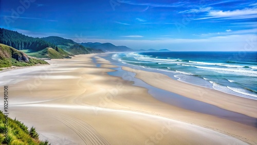 Minimalist shot of Oregon coast with white sandy beaches