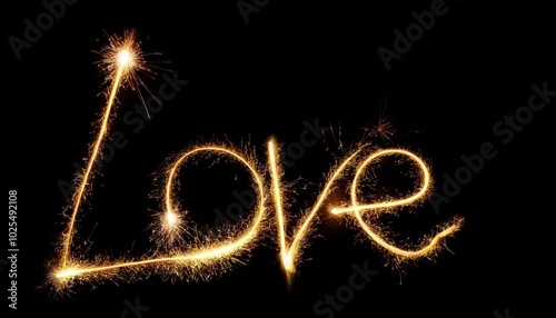 Sparkling Love Sign Created with Sparklers