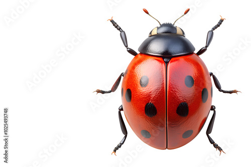 3d ladybug isolated on white background transparent PNG and copy space
