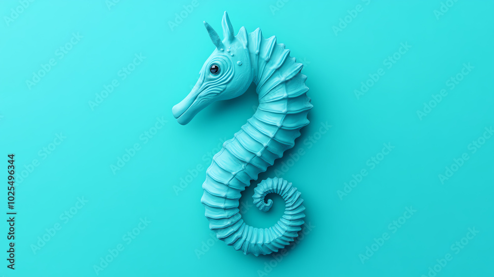 An artistic representation of a seahorse in a vibrant turquoise color, showcasing its intricate features against a contrasting background. An artistic representation of a seahorse in a vibrant turquoise color, showcasing its intricate features against a contrasting background.