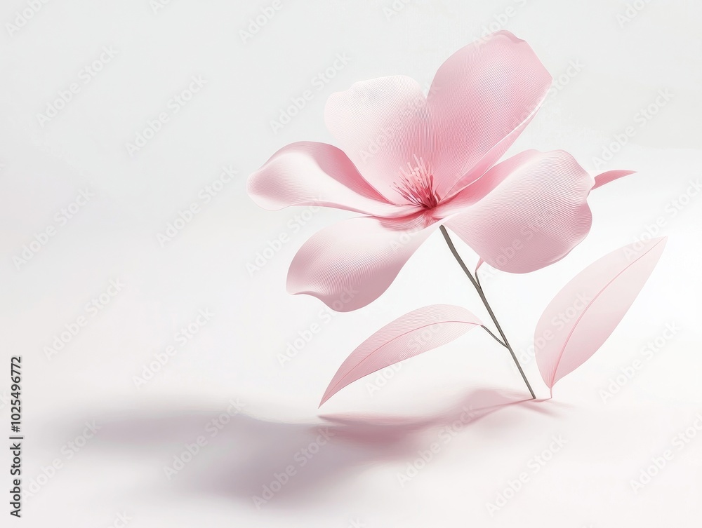 Isolated pink flower on a white background - delicate floral composition, Delicate pink flower isolated on white background Isolated pink flower on a white background - delicate floral composition, Delicate pink flower isolated on white background