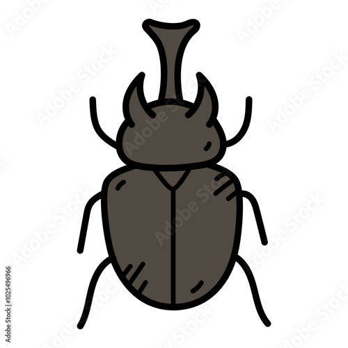 Rhinoceros Beetle Doodle Illustration