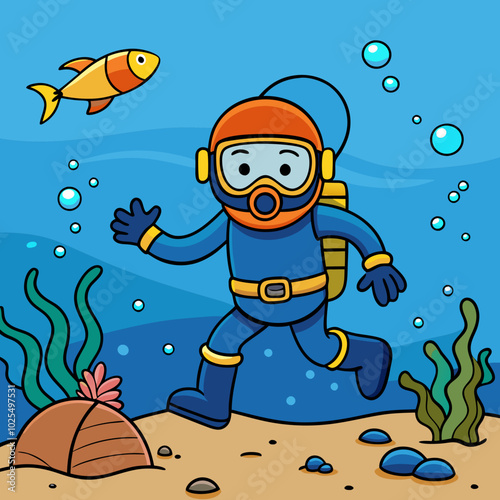 Silhouette of a scuba diver exploring underwater caves