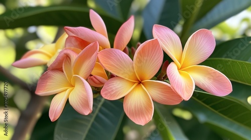 Beautiful Pink and Yellow Tropical Flowers in Nature