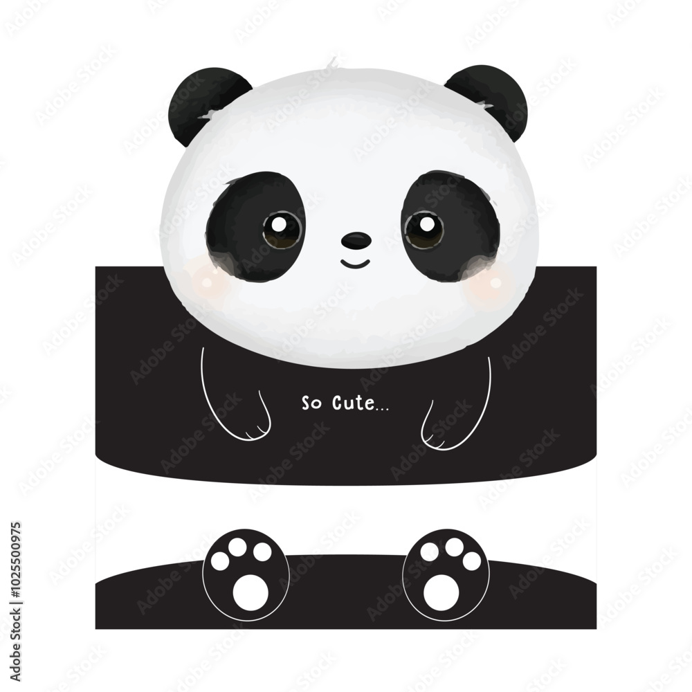 Fototapeta premium Cute panda character square box