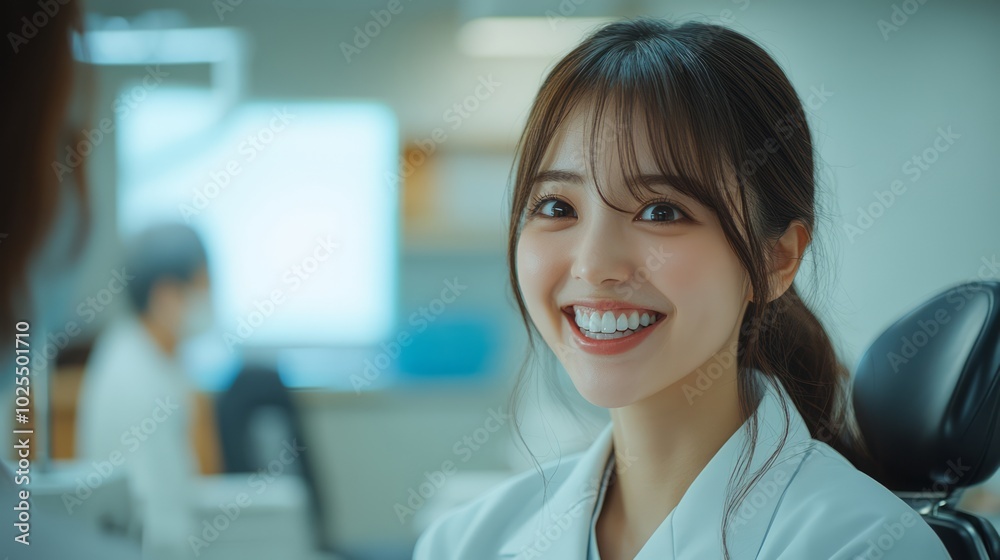 Happy healthcare professional smiling in a bright setting. Happy healthcare professional smiling in a bright setting.