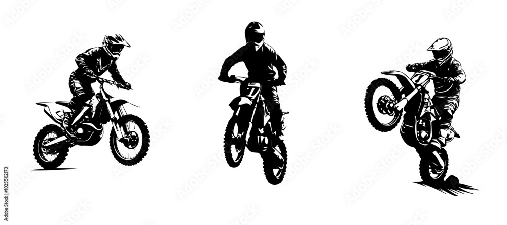 Obraz premium silhouettes of man riding on motocross vector design