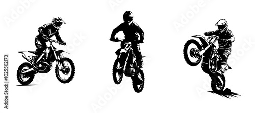 silhouettes of man riding on motocross vector design