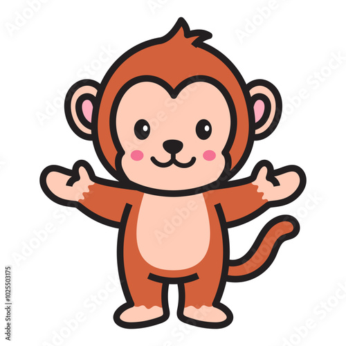 Cute Monkey Vector Doodle Illustration