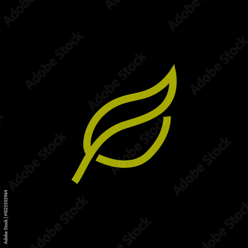 Minimalist Outline Leaf Logo Design, featuring clean and elegant lines for a modern and eco-friendly branding look. photo