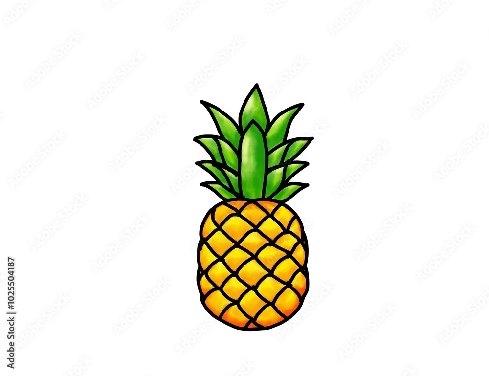 Hand drawn fresh pineapple isolated on white Hand drawn fresh pineapple isolated on white