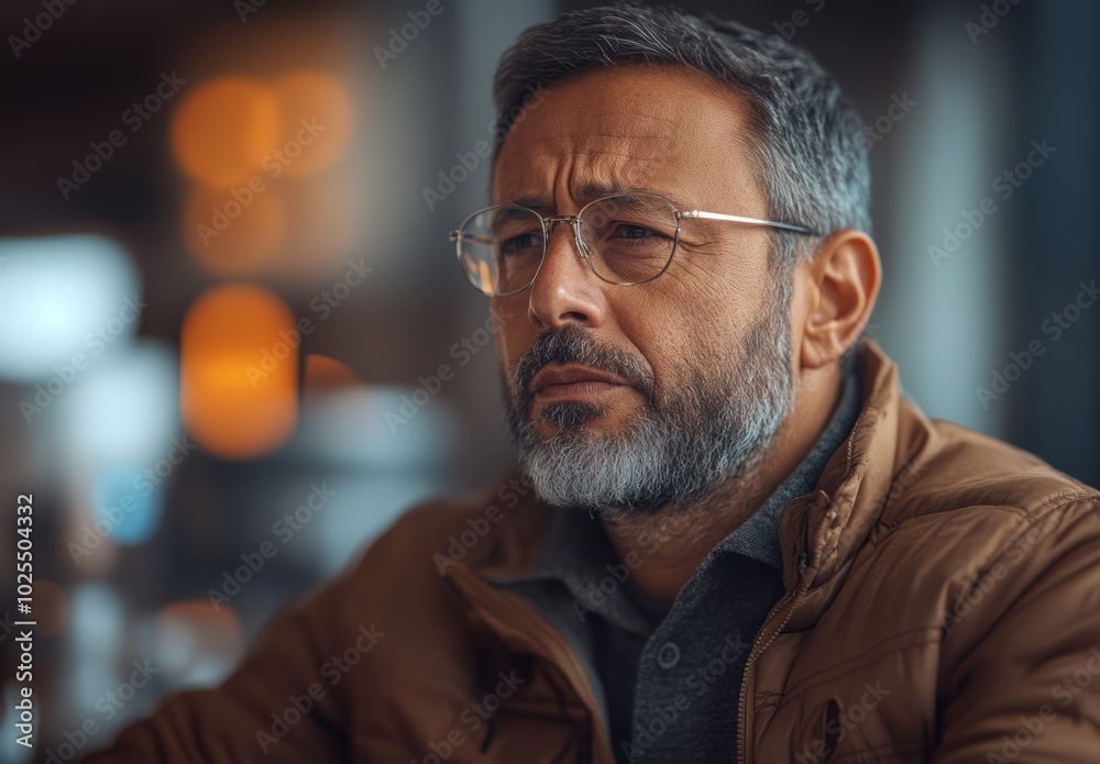 Older man with a contemplative, serious expression. Older man with a contemplative, serious expression.