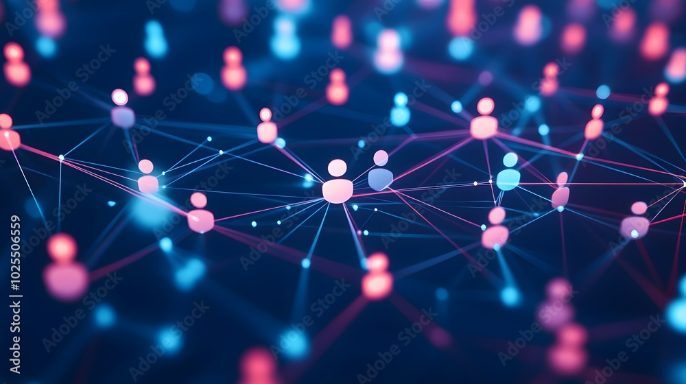 Abstract Network of Interconnected Individuals with Glowing Lines Abstract Network of Interconnected Individuals with Glowing Lines