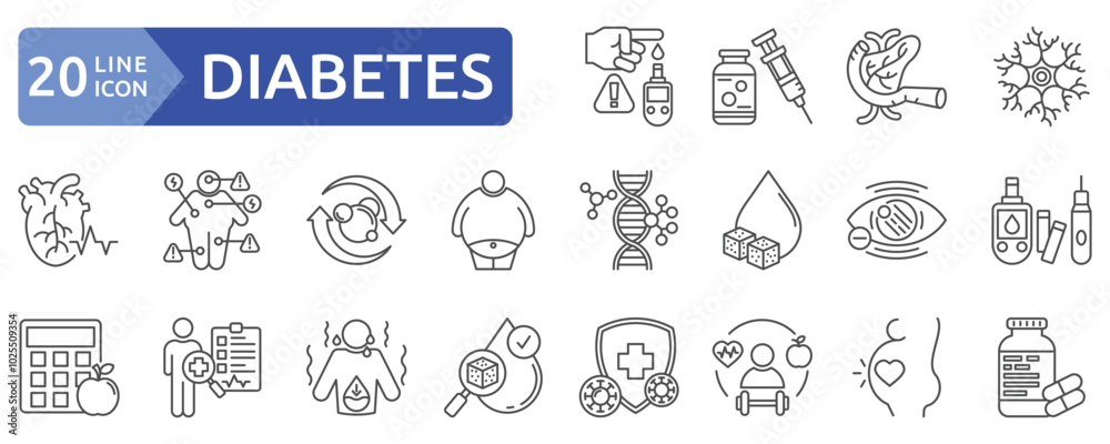 Diabetes icon set Diabetes icon set