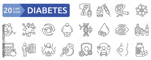 Diabetes icon set photo