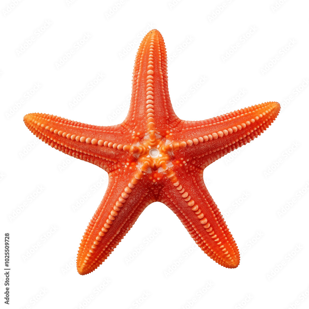 Bright Orange Starfish With Detailed Texture Isolated On White Bright Orange Starfish With Detailed Texture Isolated On White