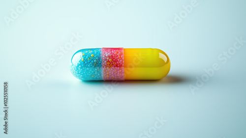 Fun and Playful Sugar-Like Ibuprofen Pill Design Ideal for Wellness and Pharmaceutical Visual Content on a Neutral Backdrop photo