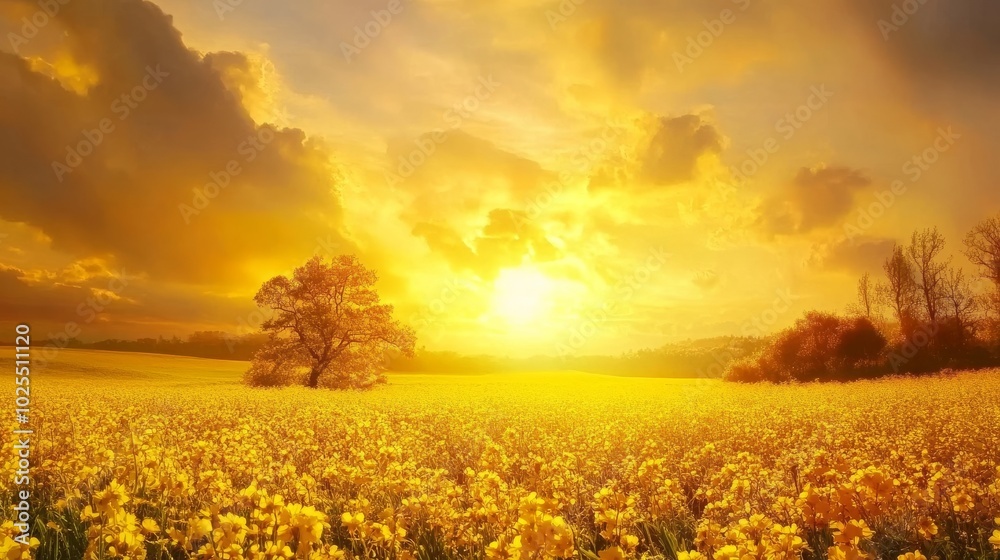 Obraz premium Yellow F. & Sunset