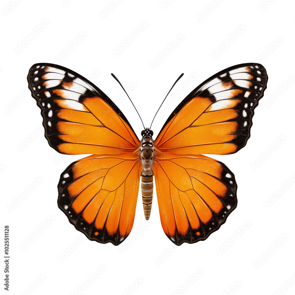 Fototapeta premium Detailed Monarch Butterfly With Bright Orange And Black Wings On A Transparent Background