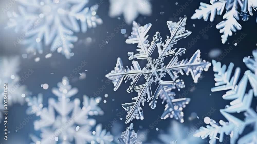 Intricate snowflake close-up with delicate details Intricate snowflake close-up with delicate details