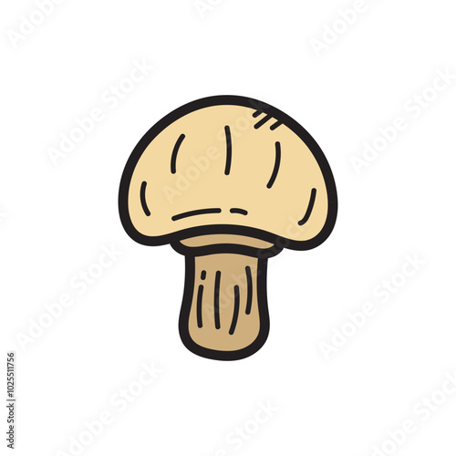 Button Mushroom Vector Doodle Illustration