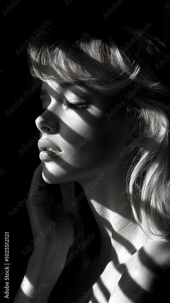 Obraz premium Elegant Monochrome Portrait of a Supermodel