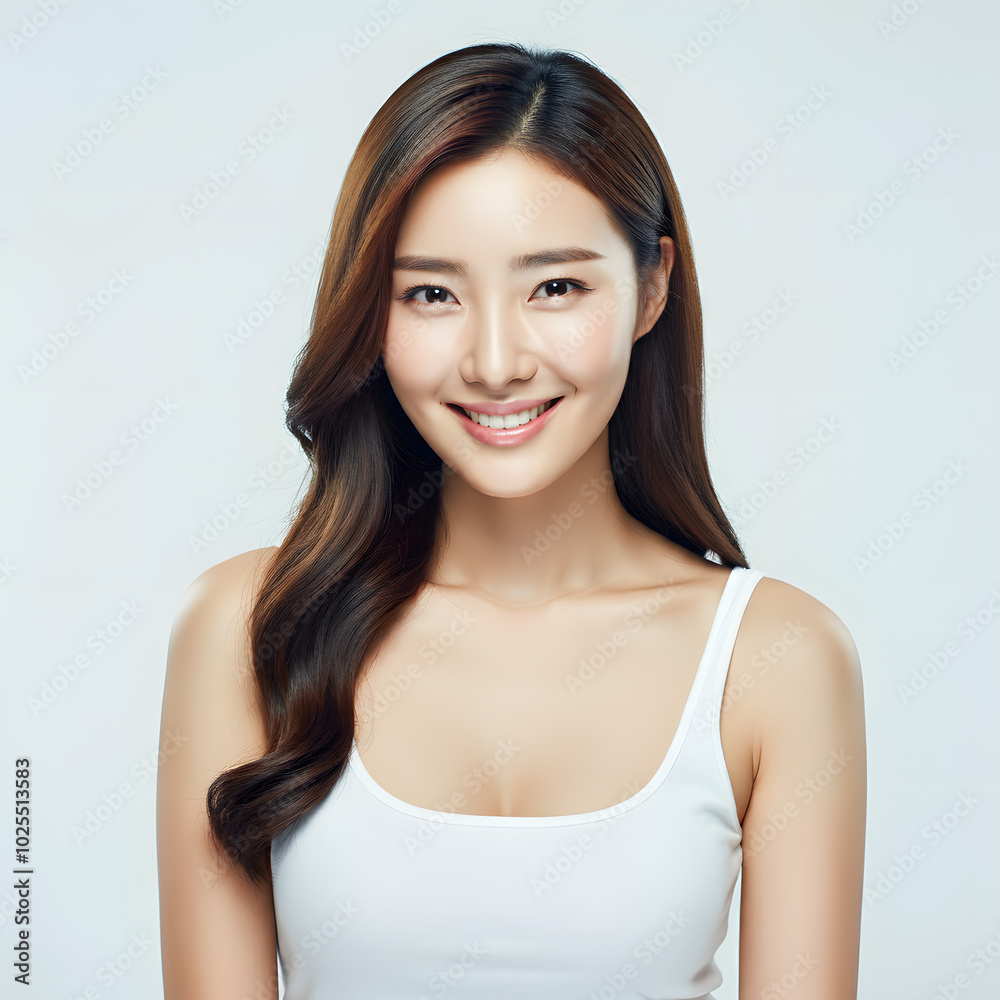 Beautiful young asian woman with clean fresh skin, on white background, asian beauty Beautiful young asian woman with clean fresh skin, on white background, asian beauty