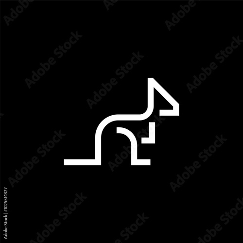 simple minimalist kangaroo logo shape mammal vector, modern outline, line art logo