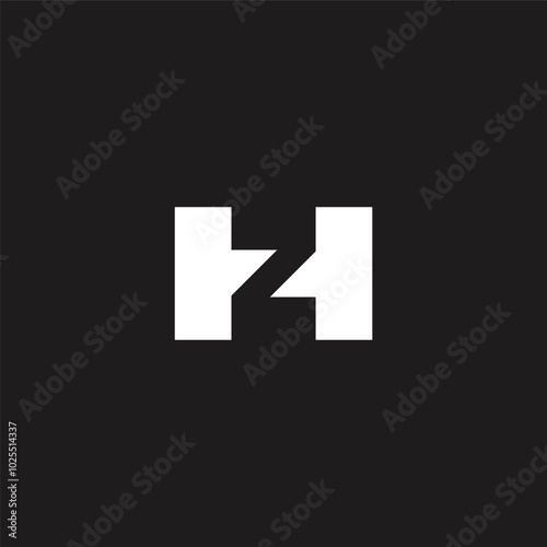 simple HZ ZH H Z logo vector, minimalist modern, bold gestalt cutout black and white
