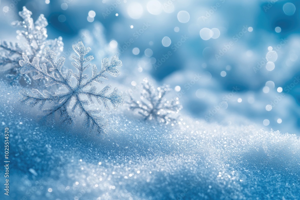 Christmas background featuring snowy pine branches and falling snow Christmas background featuring snowy pine branches and falling snow