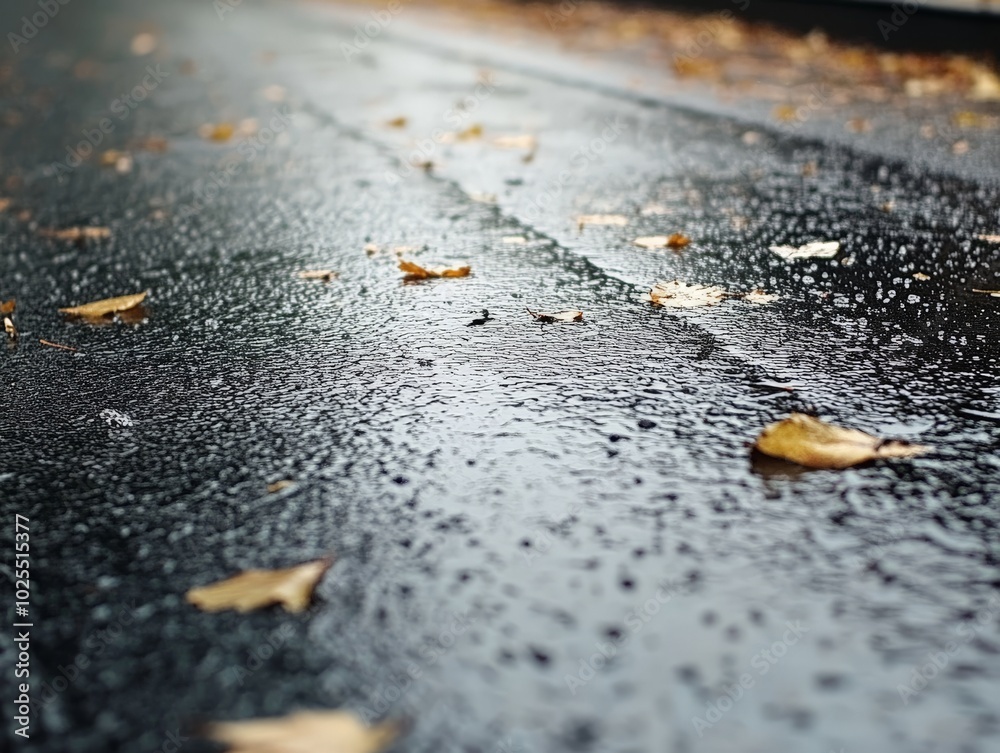 Autumn Leaves on Wet Pavement. Autumn Leaves on Wet Pavement.