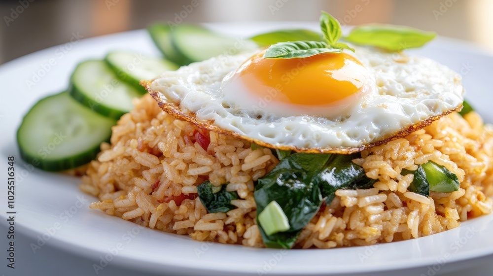 Delicious fried rice with egg and fresh vegetables Delicious fried rice with egg and fresh vegetables