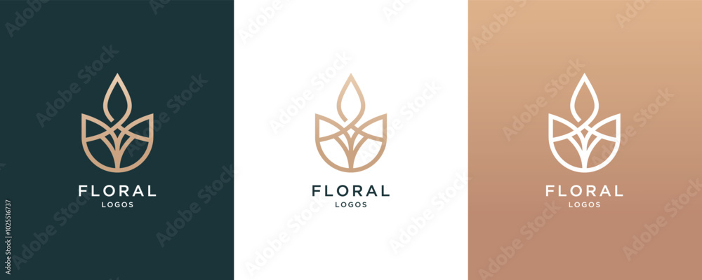 Luxury initial D and leaf logo design with a line art style Luxury initial D and leaf logo design with a line art style