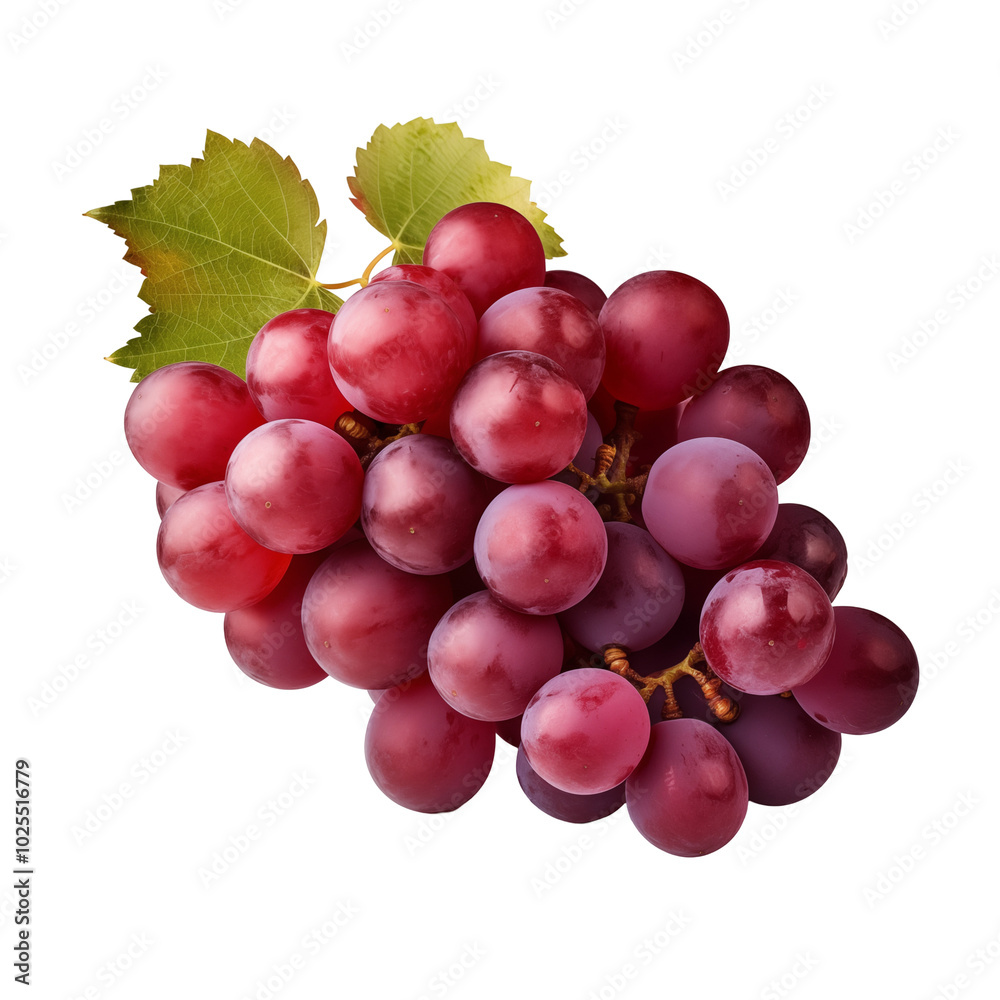 Bunch Of Red Grapes With Leaf Attached On Transparent Background Bunch Of Red Grapes With Leaf Attached On Transparent Background