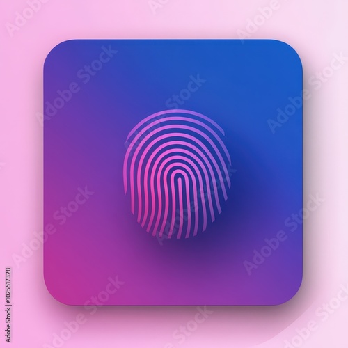 Modern fingerprint icon with vibrant gradient colors on a sleek background. photo