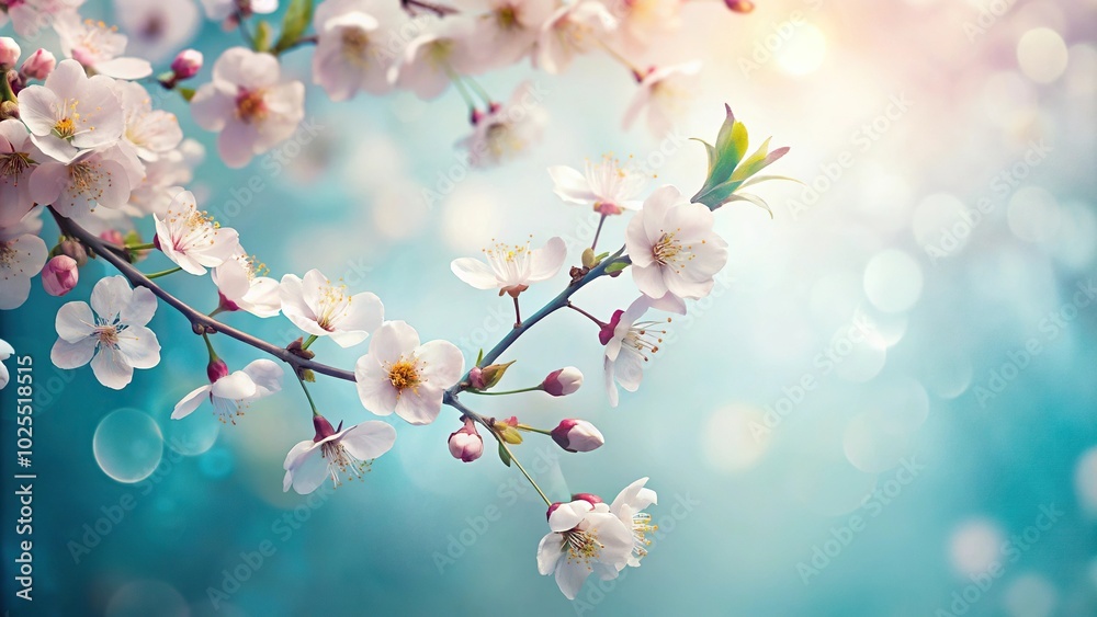 Delicate blossoms on light blue blurred background Depth of Field Delicate blossoms on light blue blurred background Depth of Field