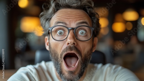 man with a shocked expression