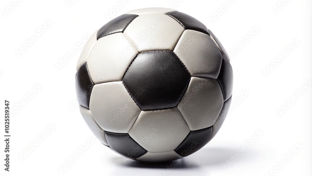 High-Quality Leather Soccer Ball Isolated on White Background for Sports Photography High-Quality Leather Soccer Ball Isolated on White Background for Sports Photography