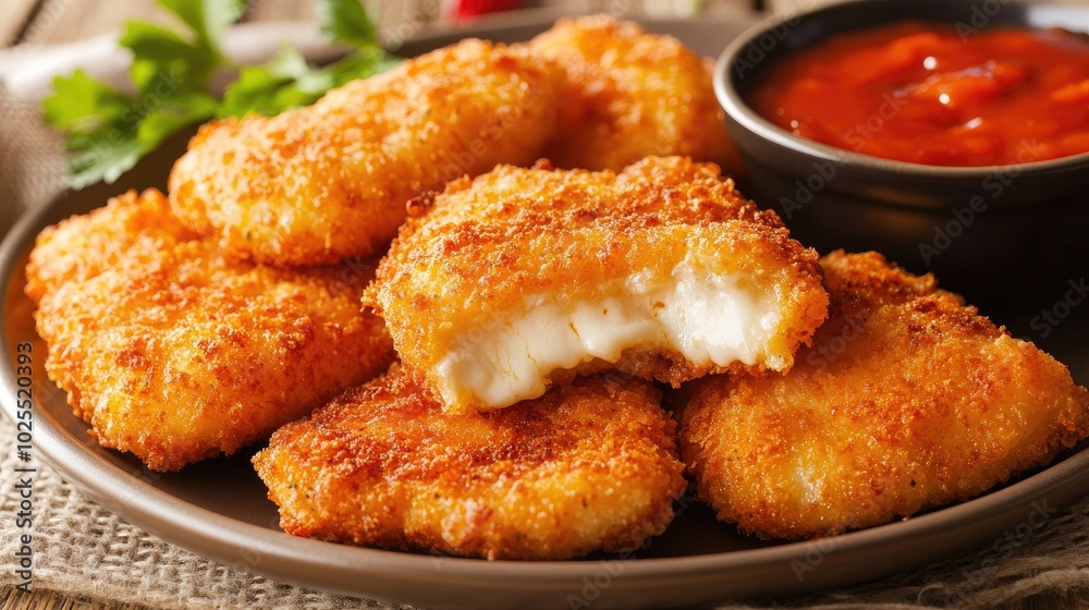 Delicious Crispy Fried Nuggets with Dipping Sauce Delicious Crispy Fried Nuggets with Dipping Sauce