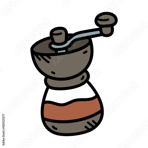 Coffee Hand Grinder Vector Doodle Illustration