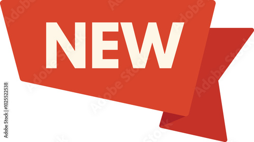Red ribbon banner with the inscription new, suitable for advertising and highlighting new products