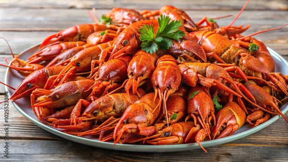 Delicious boiled crayfish on a platter Delicious boiled crayfish on a platter