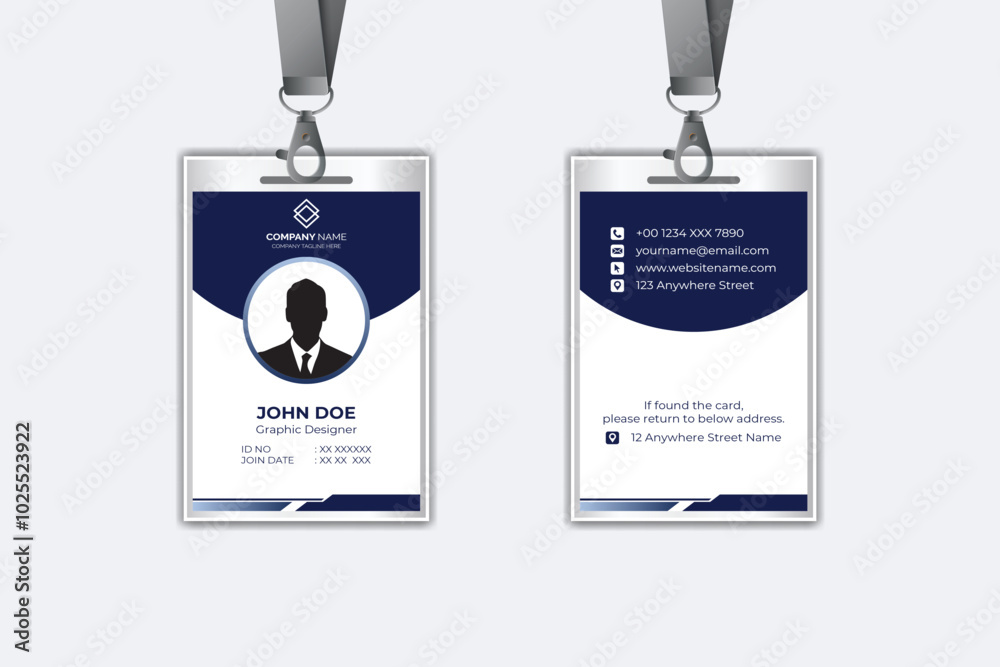 Id card template with photo abstract style