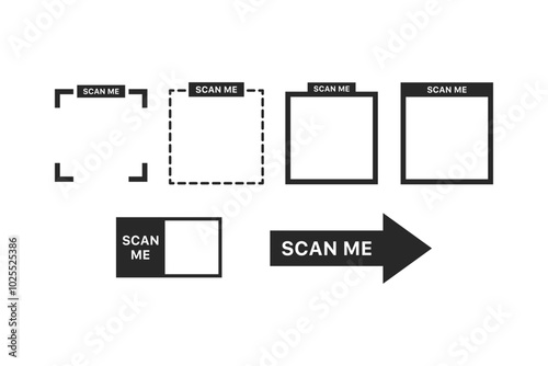 QR phone scan icon set. technology, barcode, product scanner concepts. Flat vector design isolated illustration.